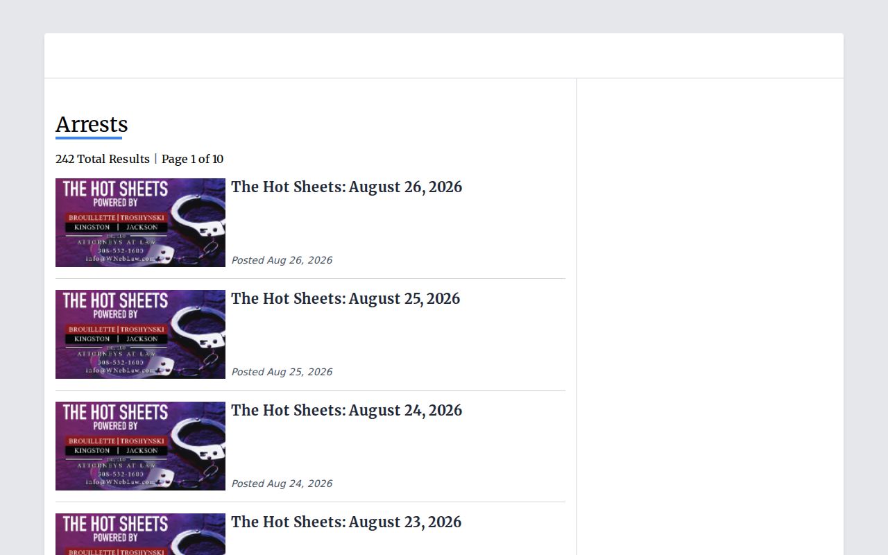 North Platte Post regional arrest news archive for Perkins County booking coverage