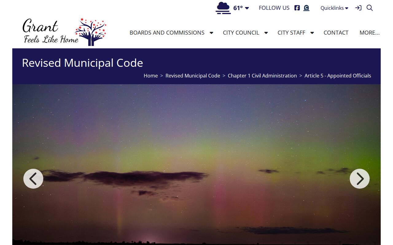 Grant municipal code page describing the Perkins County sheriff law-enforcement arrangement